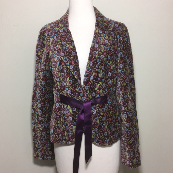 Free People Jackets & Blazers - Free people purple floral velvet jacket 12